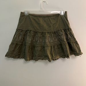Beaded green mini skirt